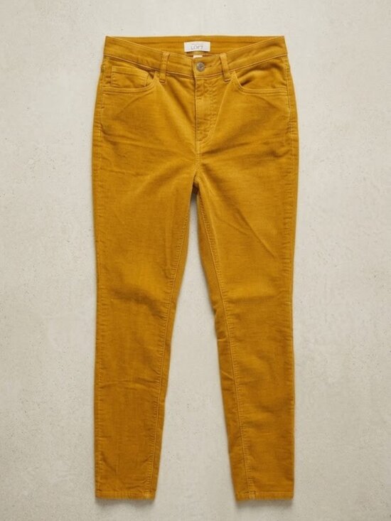 LOFT Denim - LOFT Mustard Yellow High-Waisted Skinny Corduroy Pants
